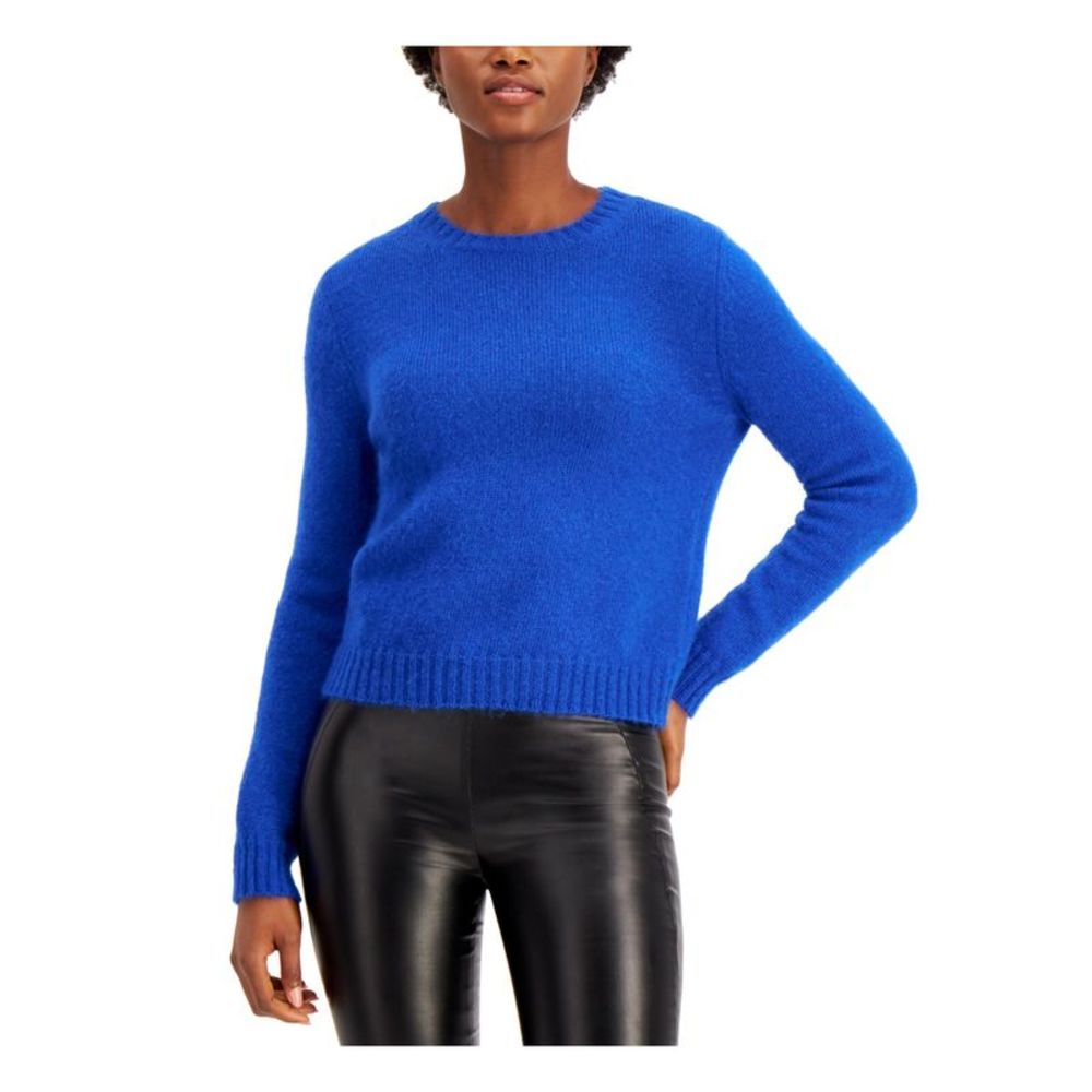 WEEKEND Womens Blue Ribbed Long Sleeve Crew Neck Wear To Work Sweater L